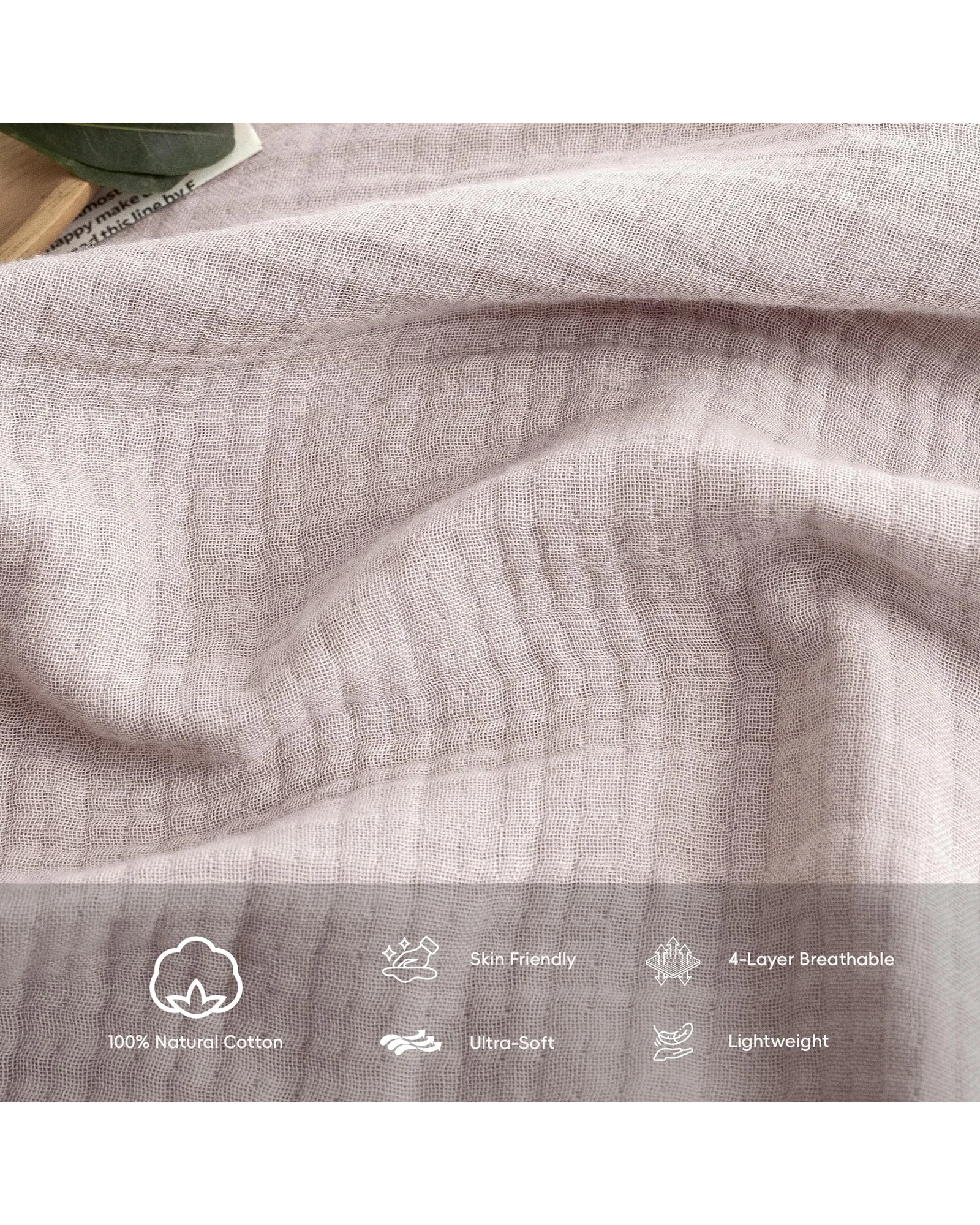 Плед муслиновый FOSSA 98×98 Розовато-серый Pink — 6