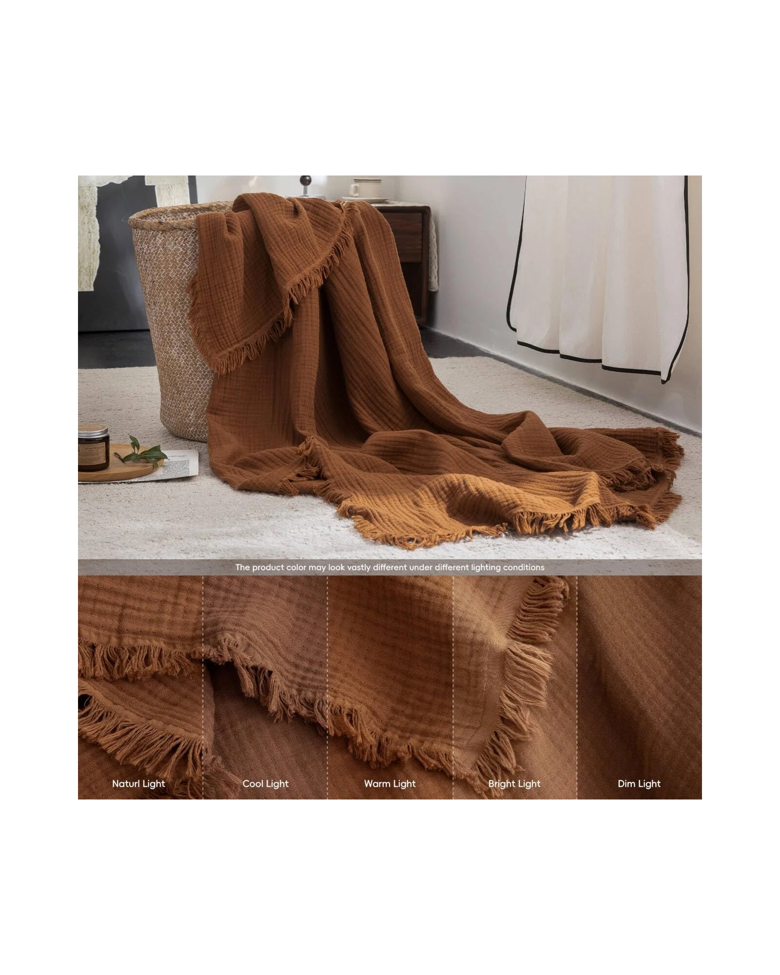 Плед муслиновый FOSSA 98×98 Оранжевый Dark Orange — 4