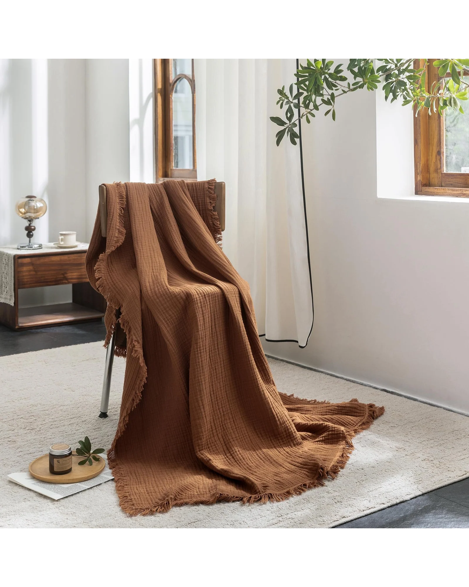 Плед муслиновый FOSSA 98×98 Оранжевый Dark Orange — 7