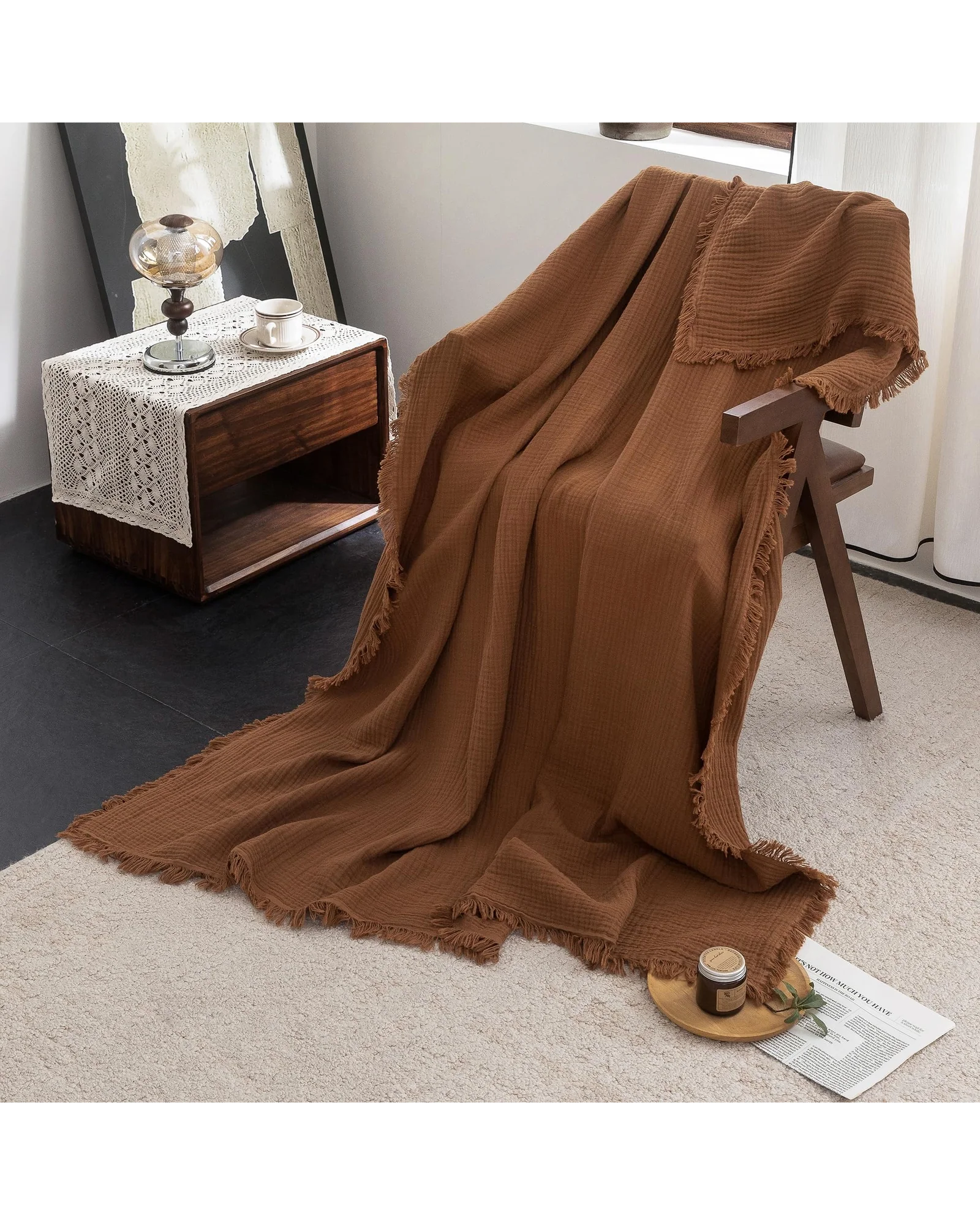 Плед муслиновый FOSSA 98×98 Оранжевый Dark Orange — 8