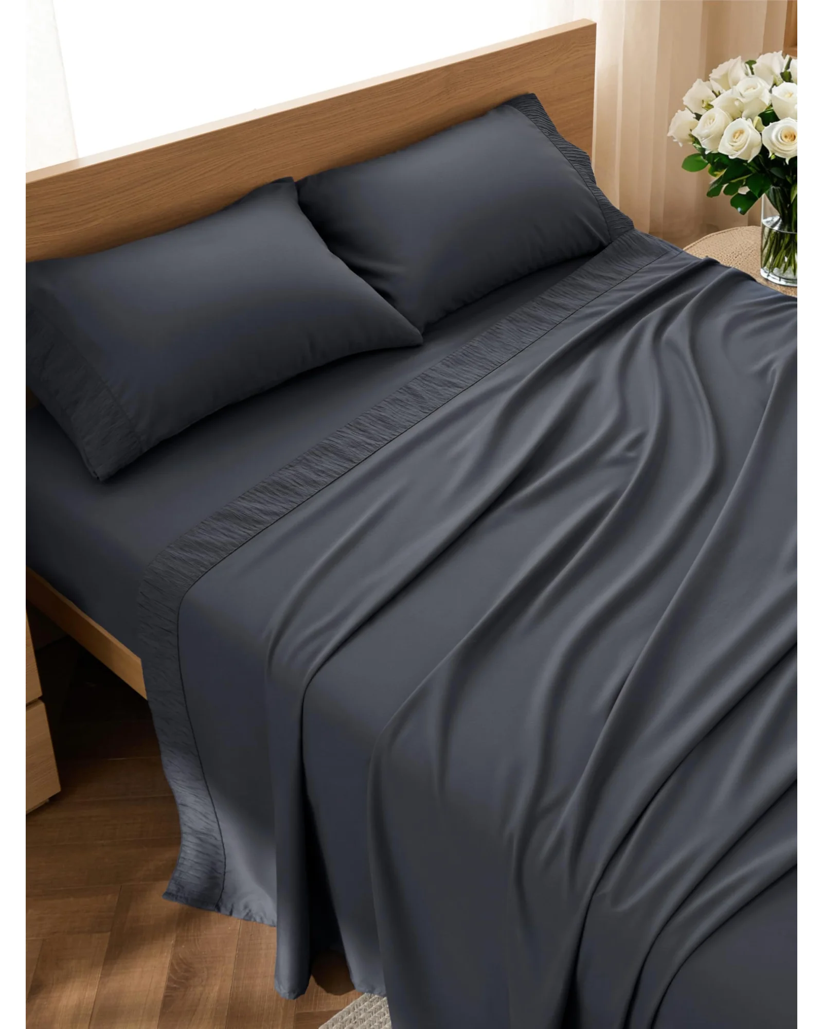 Bedsure Комплект постельного белья Queen Size - мягкое, дышащее — серый