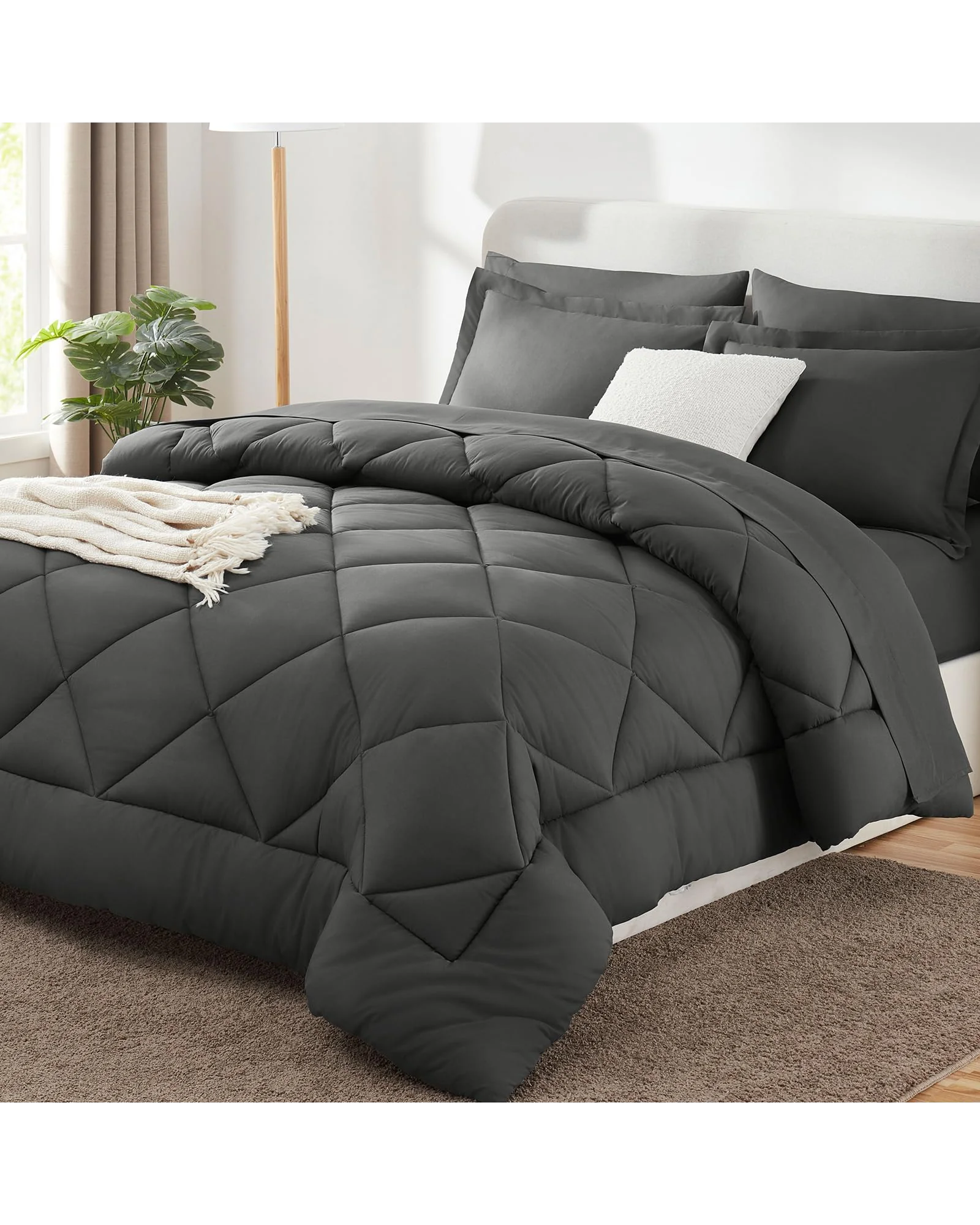 CozyLux комплект постельного белья Queen, 7 предметов, серый — 1