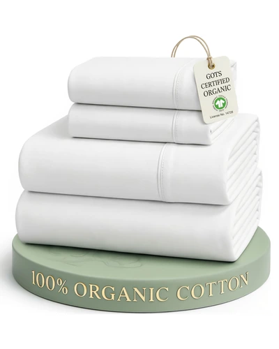 LANE LINEN Organic Cotton Queen Sheet Set White