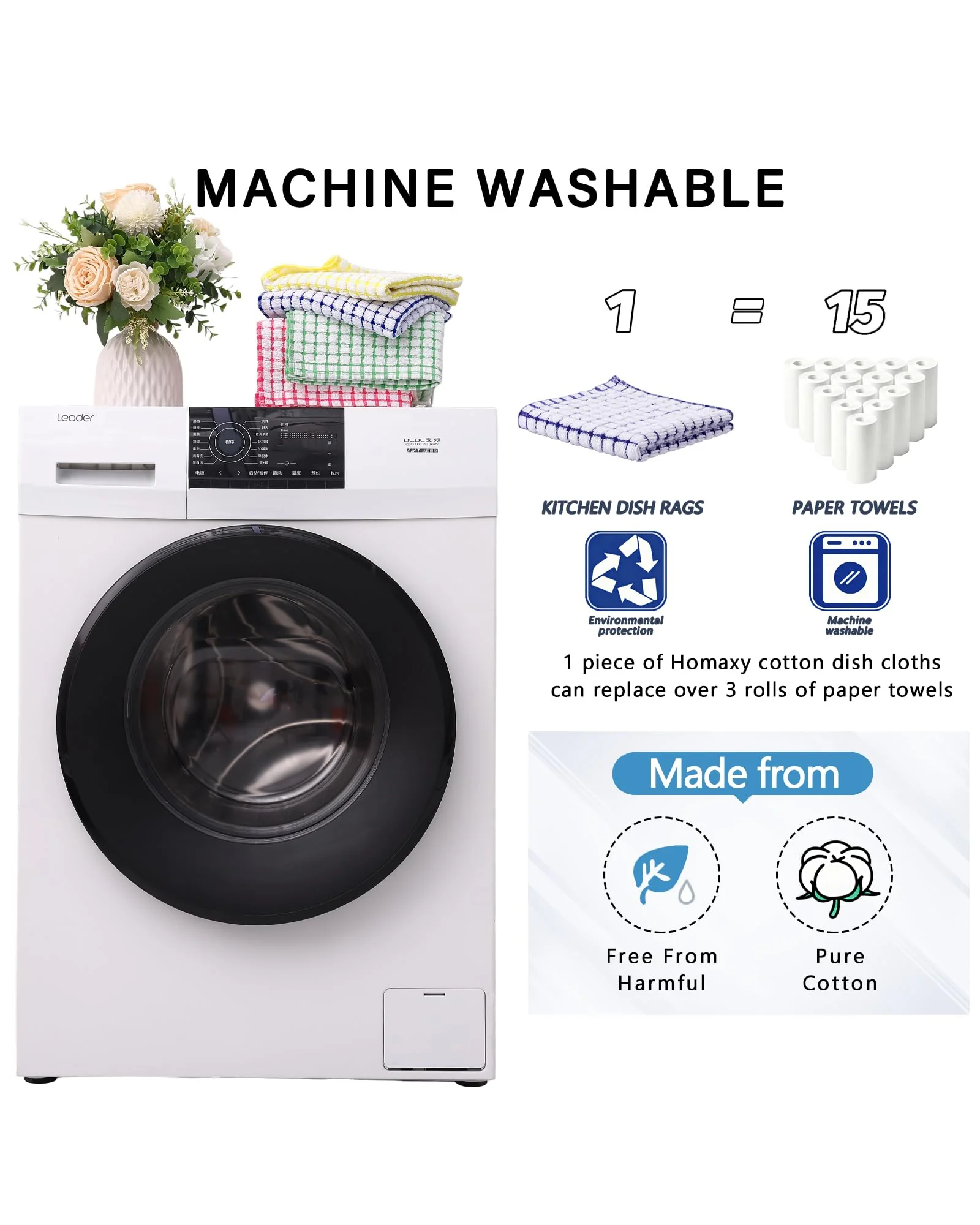 Kitinjoy Cotton 8 Pack Terry Kitchen Dish Cloths — 5