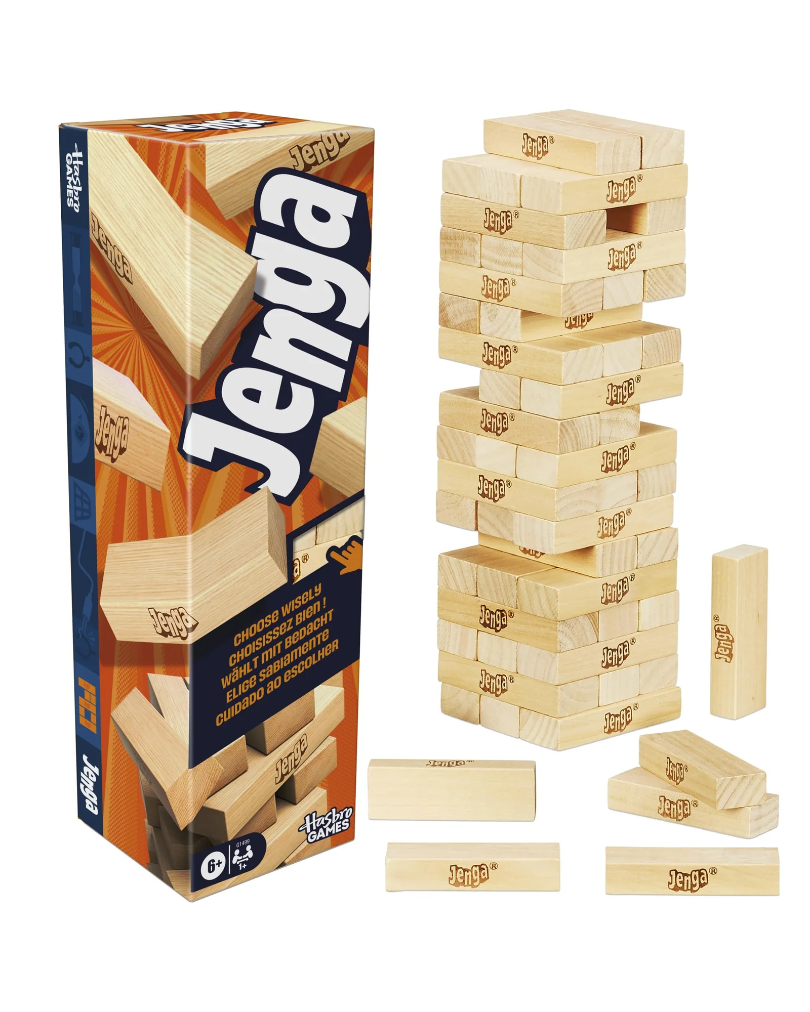 Jenga Hasbro официальная игра с цифровой кубиком — бежевый