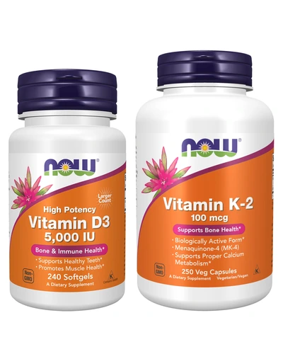 NOW Foods Vitamin D-3 — витамин D3 5000 МЕ + витамин K2 в капсулах