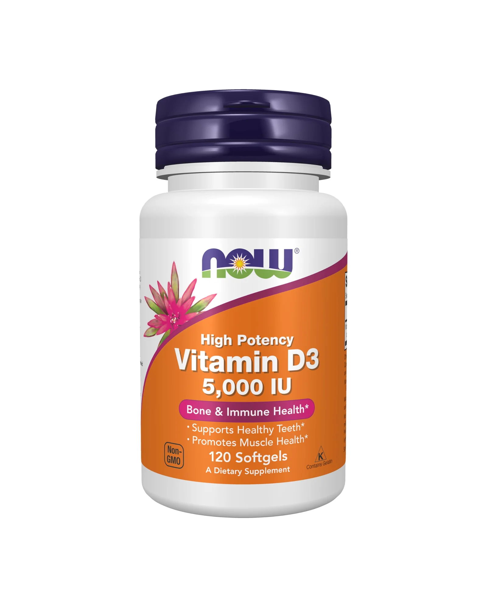 NOW Foods Vitamin D-3 — витамин D3 5000 МЕ + витамин K2 в капсулах — 1