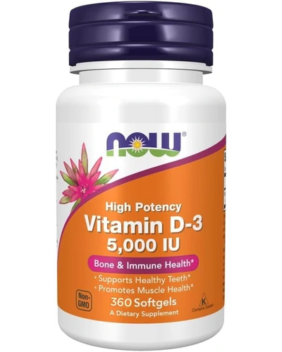 NOW Foods Vitamin D-3 — витамин D3 5000 МЕ + витамин K2 в капсулах