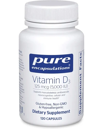 Pure Encapsulations Vitamin D3 125 mcg - биодобавка для костей и иммунитета 120 капсул