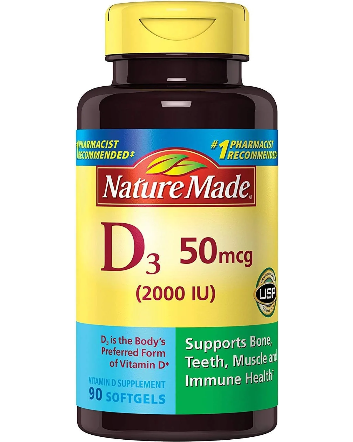 Nature Made Vitamin D3 2000 IU — желтый