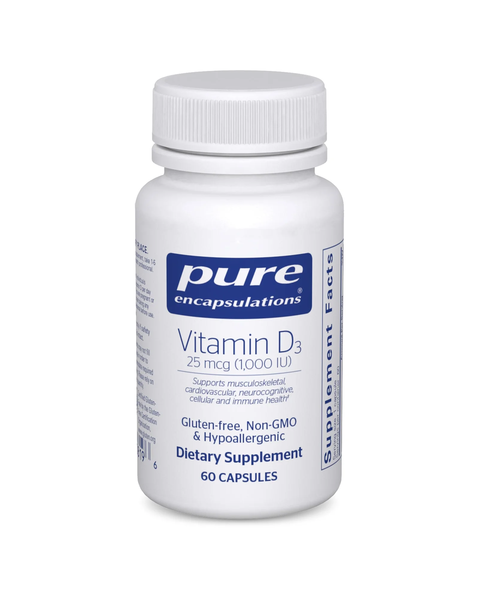 Pure Encapsulations Vitamin D3 — витамин D3 1000 МЕ в капсулах — белый
