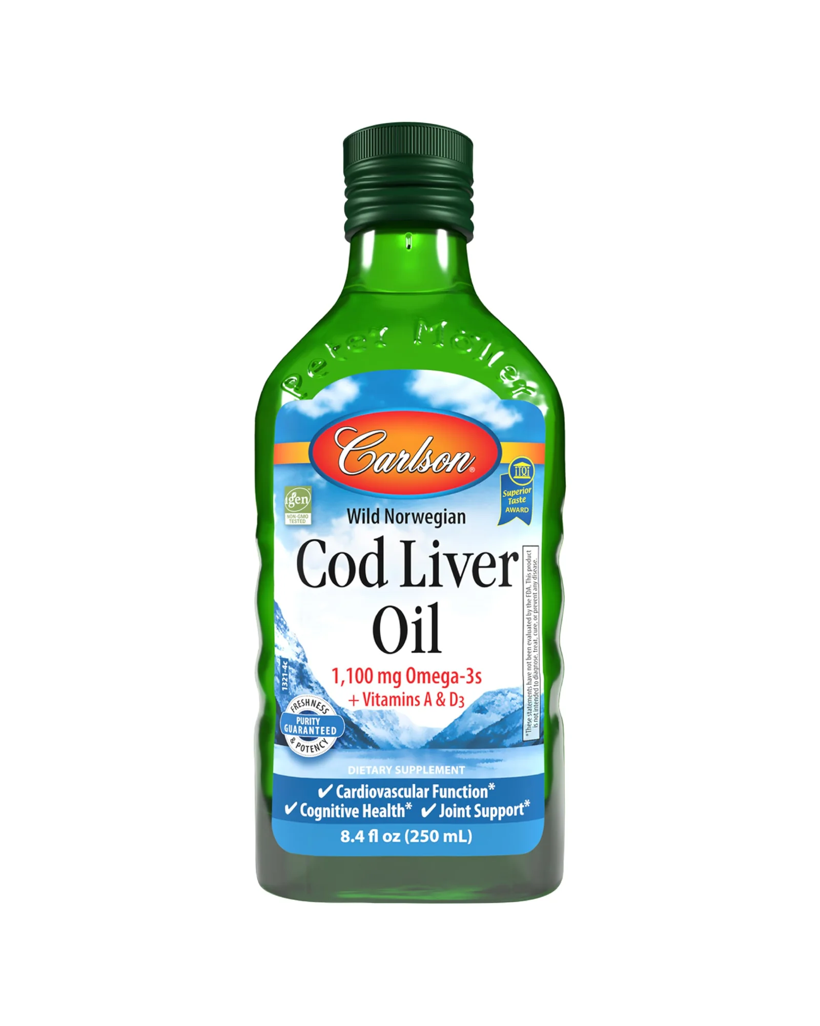 Carlson Cod Liver Oil, рыбий жир омега-3 — белый