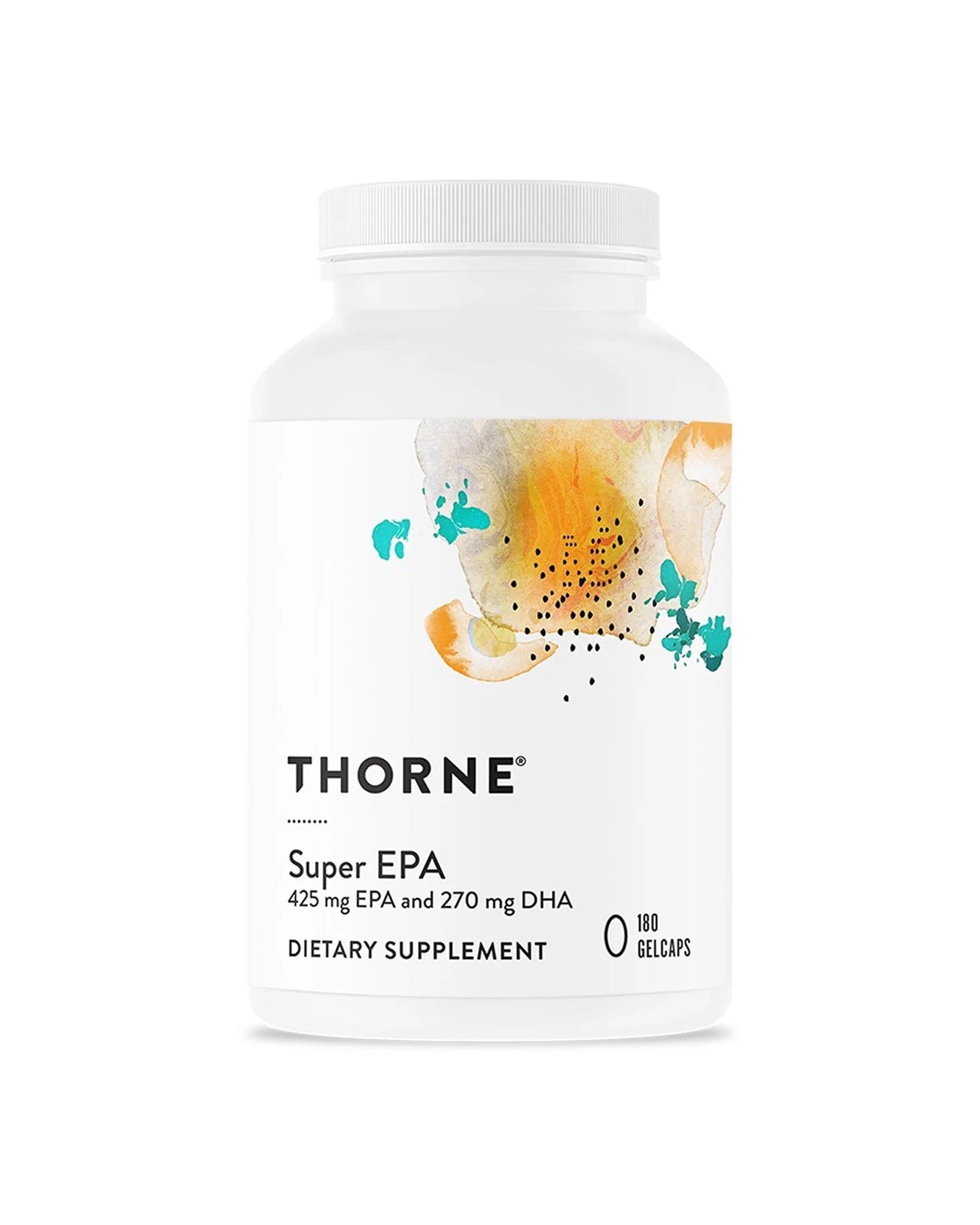 THORNE Super EPA Омега-3 рыбий жир, 180 мягких капсул — белый