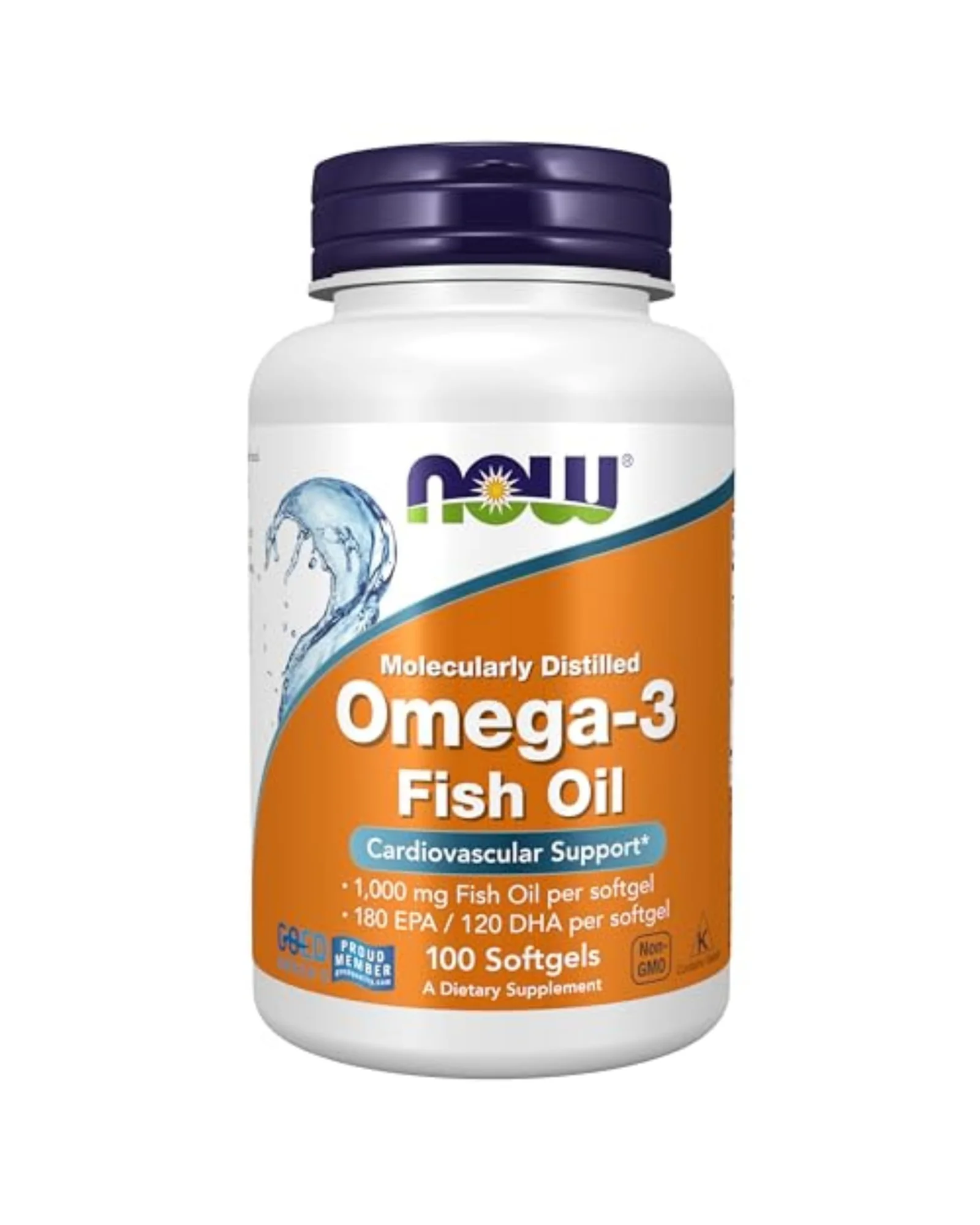 NOW Omega-3 Рыбий жир 1000мг 100 капсул — белый
