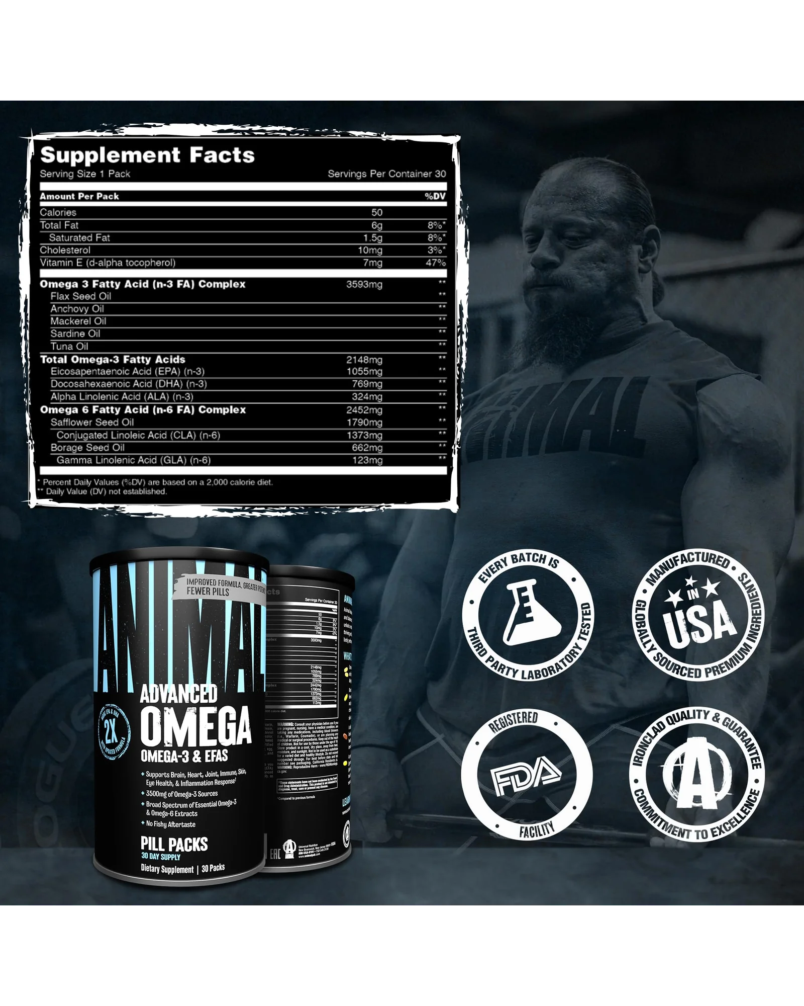 Animal Advanced Omega 3 - комплекс с EPA и DHA для спорта 30 пилов — 6