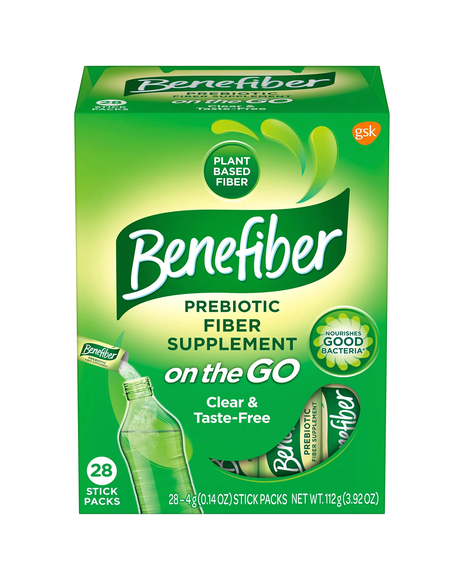 Benefiber Пребиотическое волокно для пищеварения, 28 стиков — зеленый