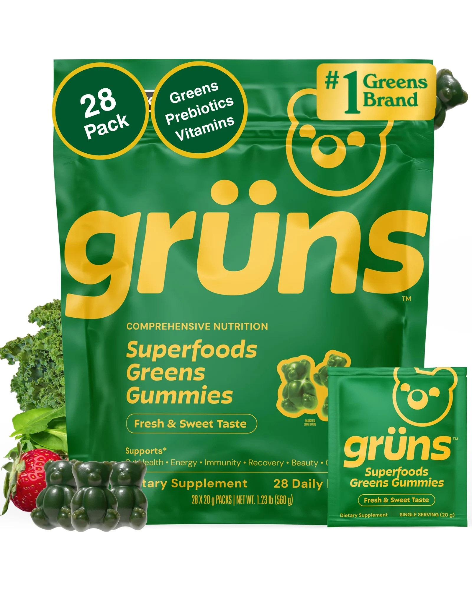 Grüns мультивитамины жевательные 28 шт — зеленый