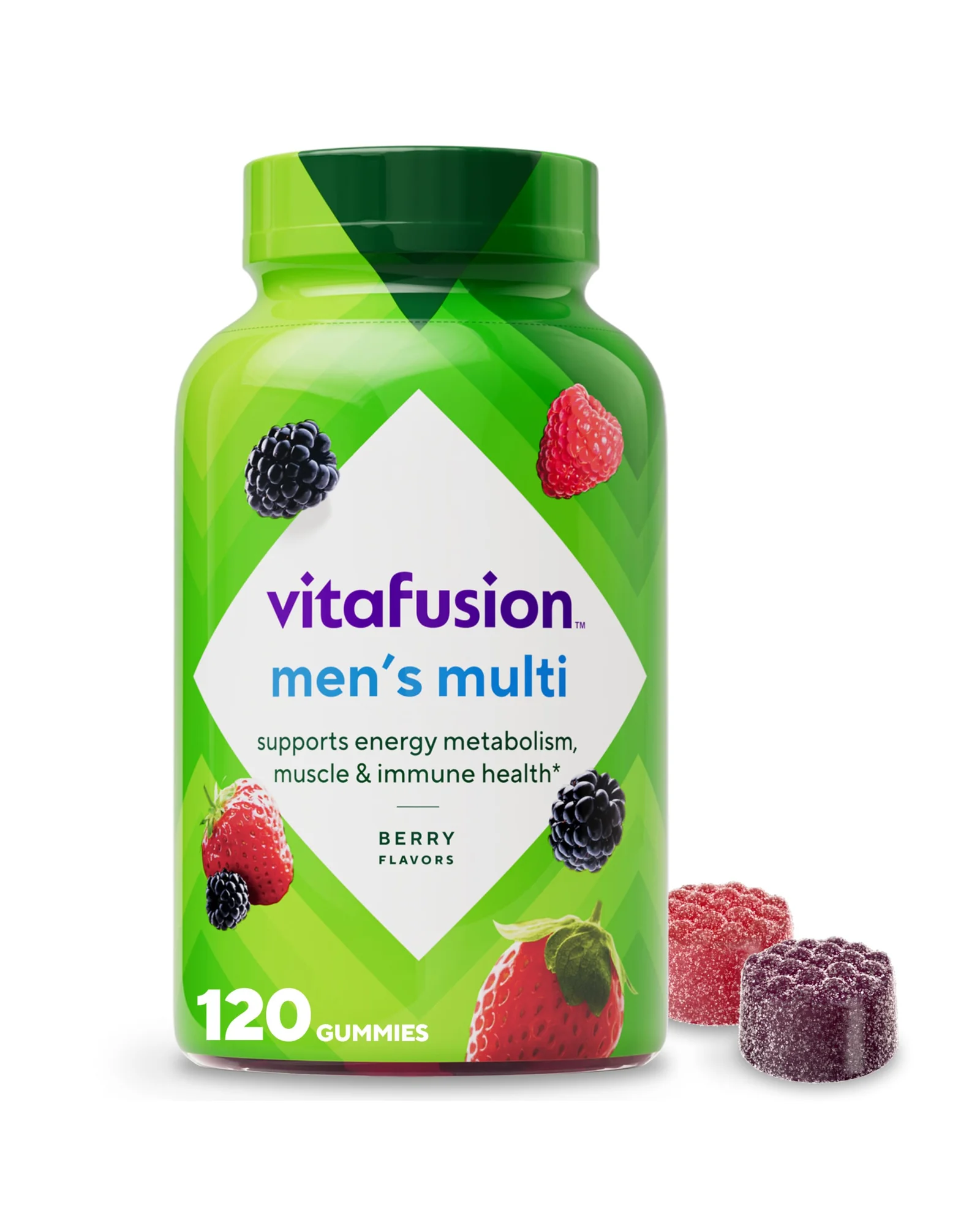 Vitafusion мультивитамины для мужчин в виде мармелада со вкусом ягод 120 шт — зеленый