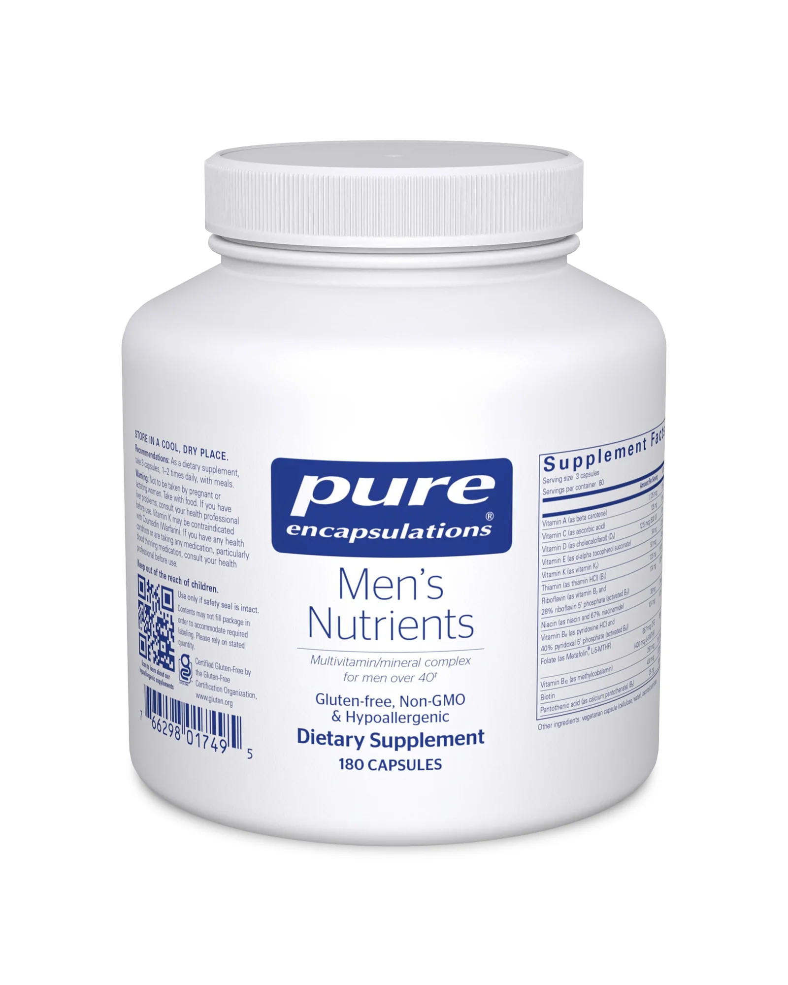 Pure Encapsulations Men's Nutrients мультивитамин для мужчин 180 капсул — белый