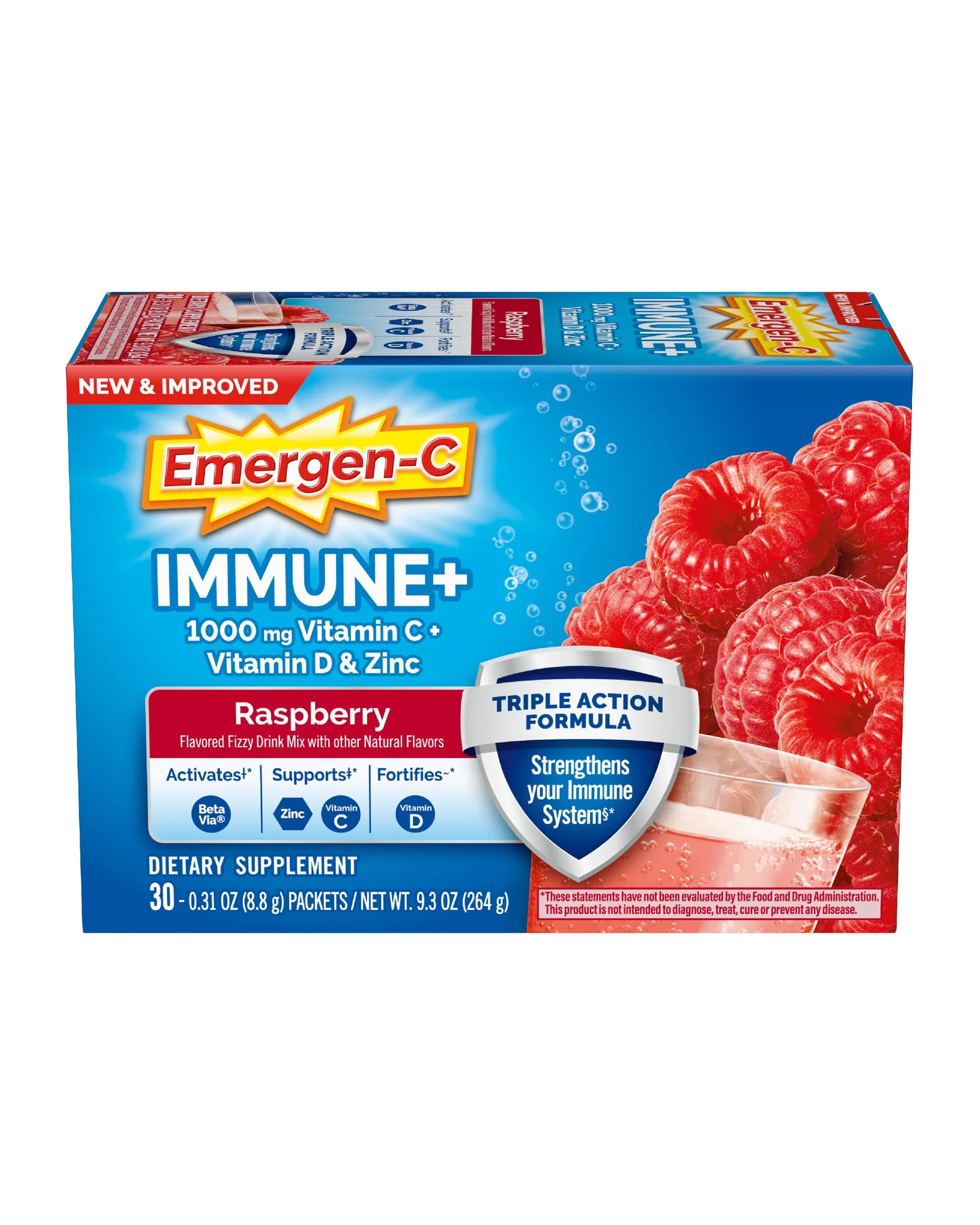 Emergen-C Immune+ поддержка иммунитета клубника — красный