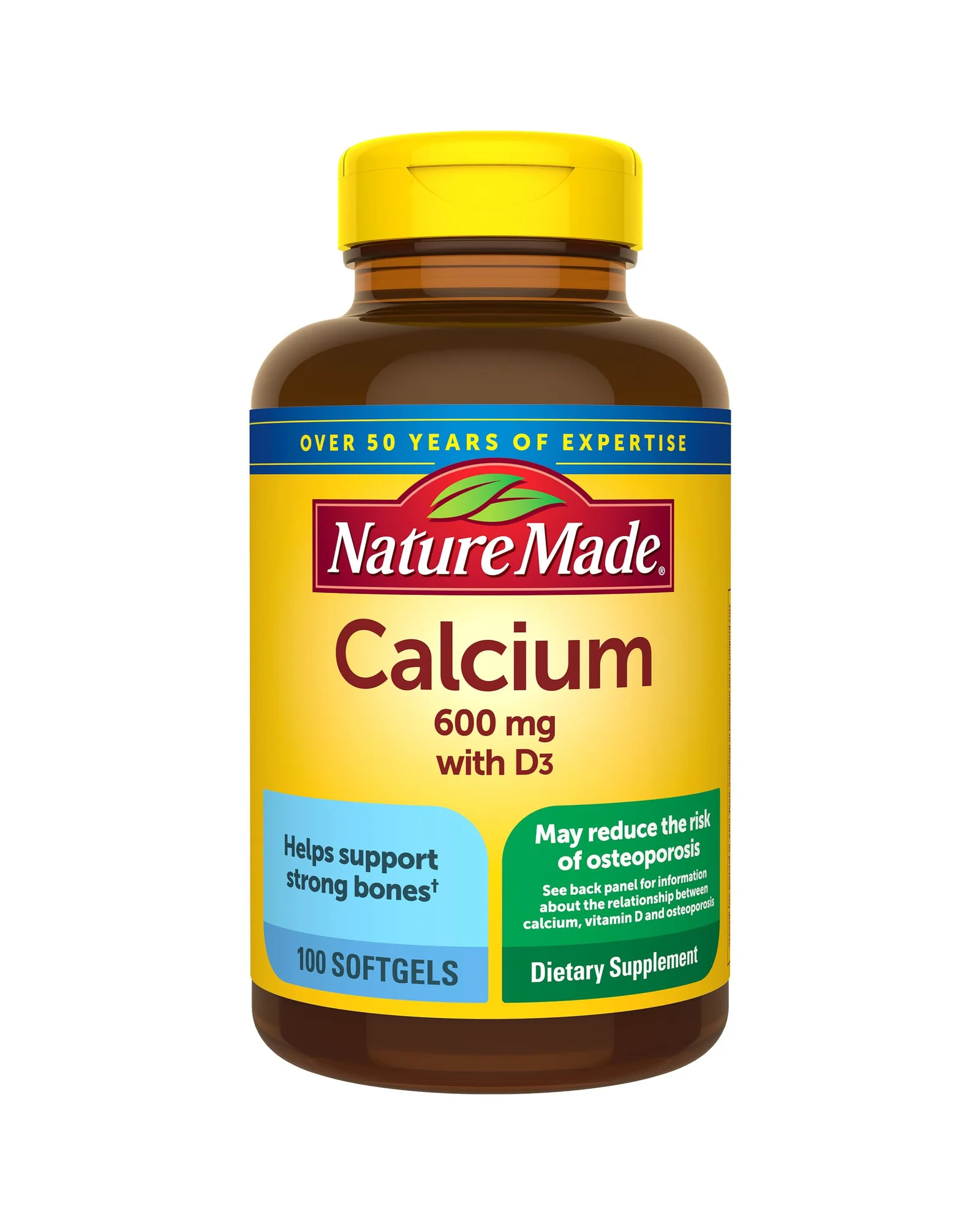 Nature Made Calcium 600 мг с Vitamin D3, 100 мягких капсул — 1