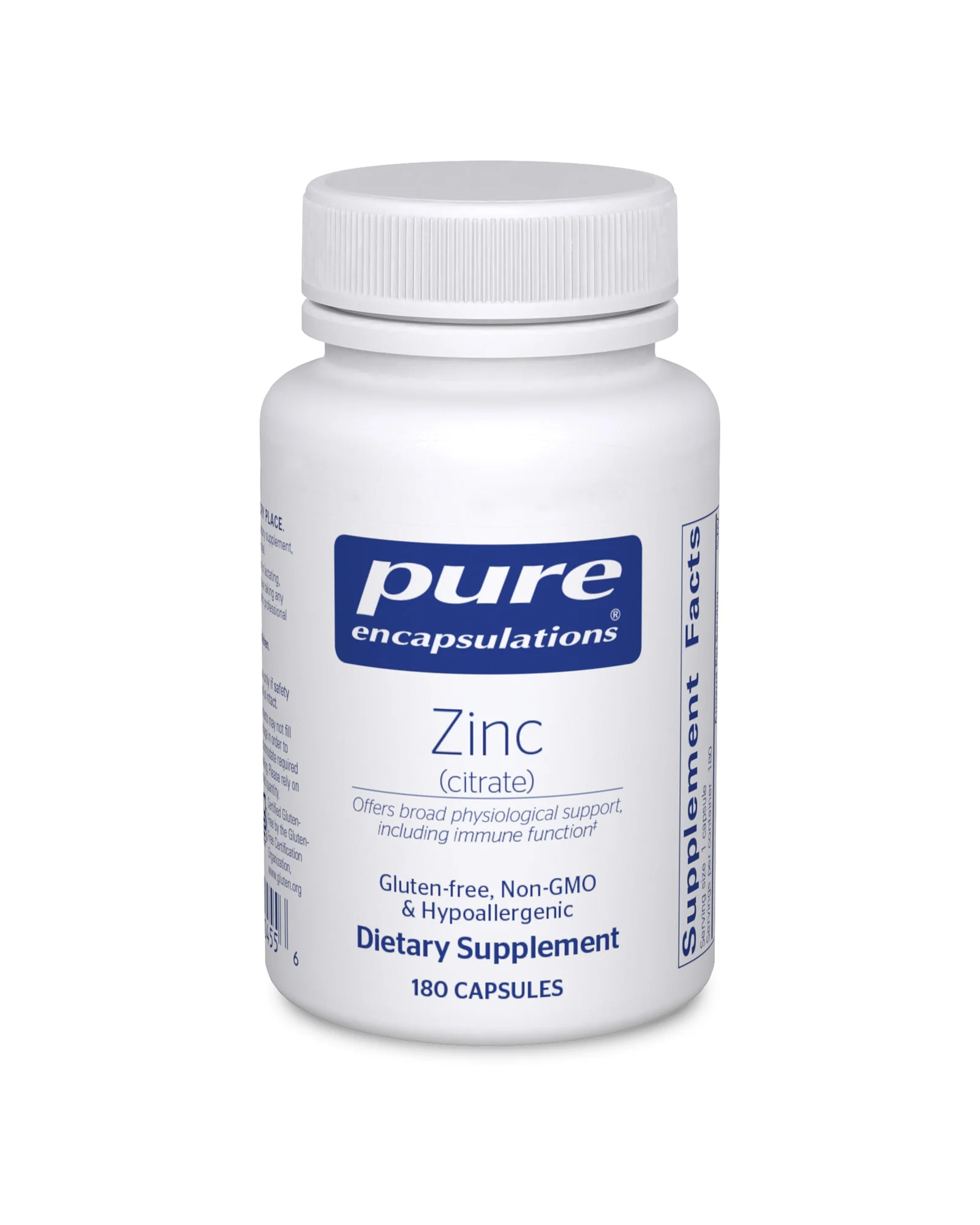Pure Encapsulations Zinc Citrate 30мг, 180 капсул — белый