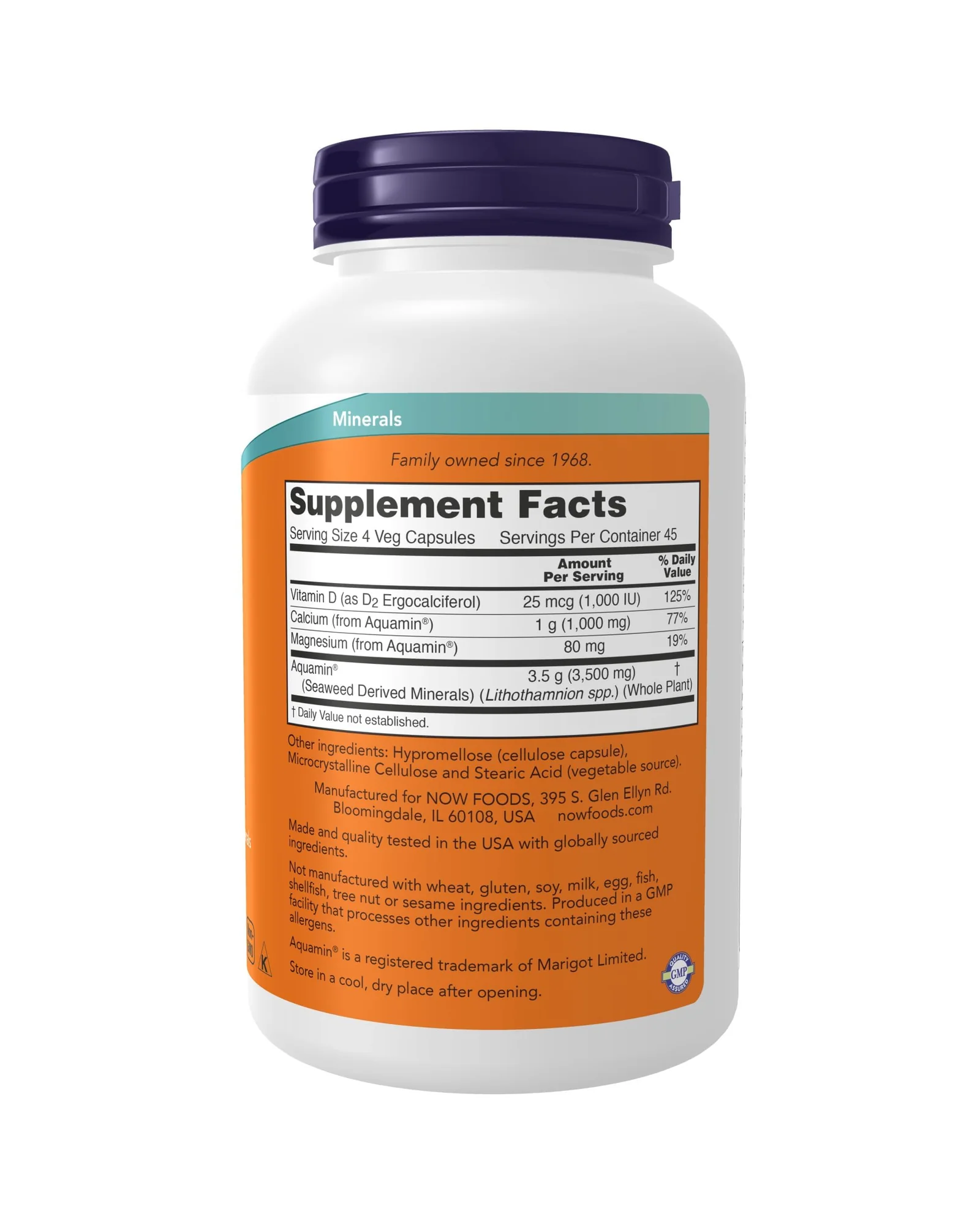 NOW Foods Red Mineral Algae Plus Vitamin D-2, 180 капсул — 2