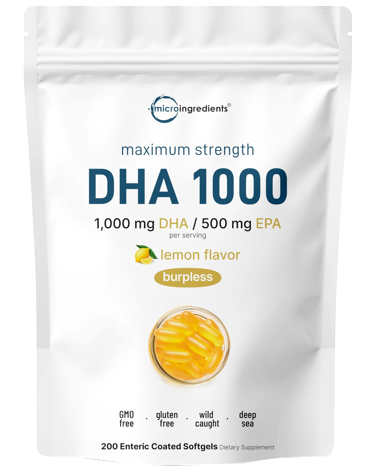Омега-3 DHA 1000 mg рыбий жир 200 капсул — белый