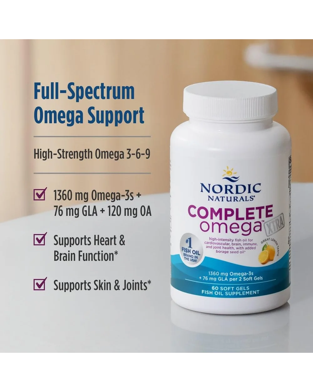 Nordic Naturals Complete Omega Xtra с лимоном, 60 мягких капсул — 3
