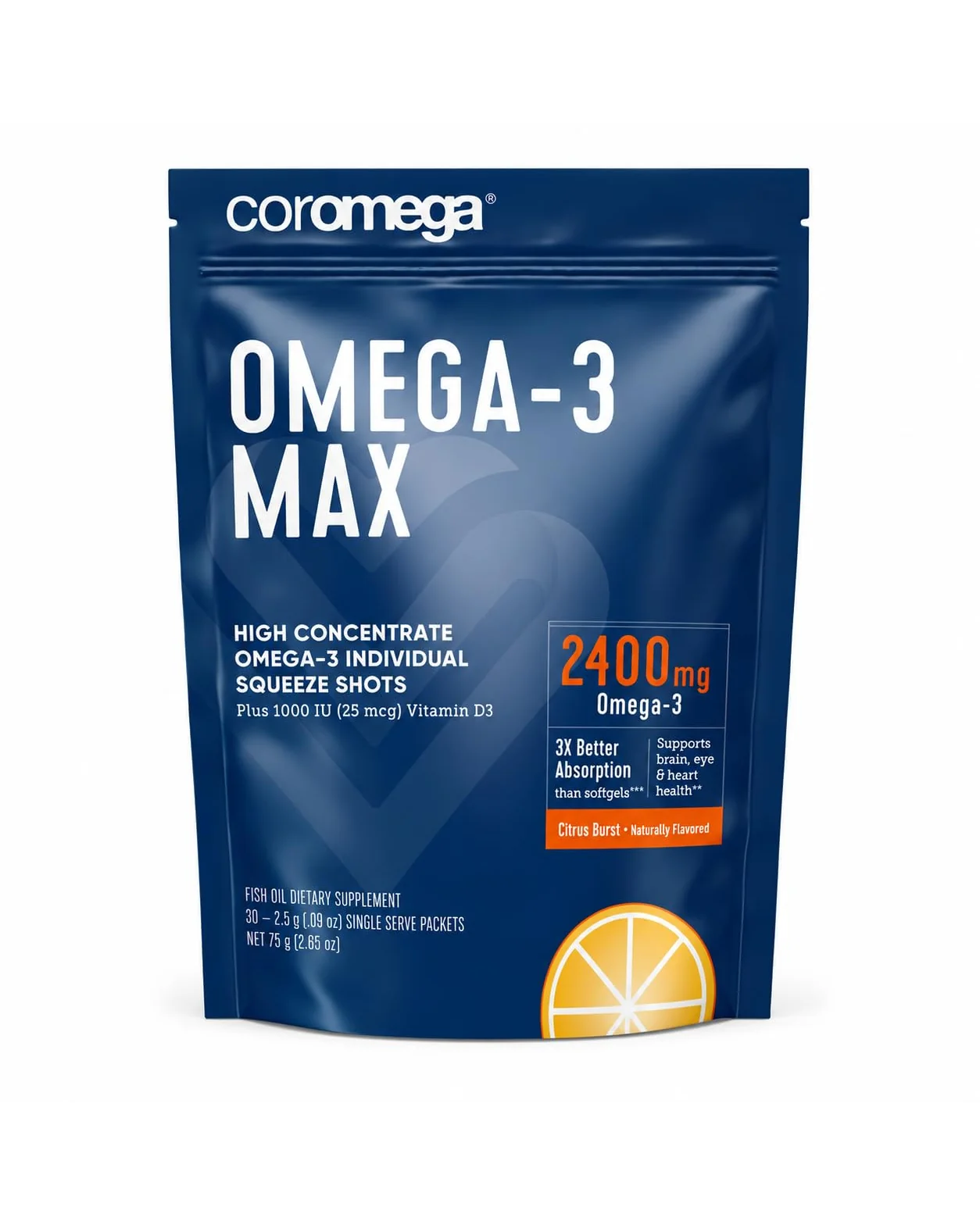 Coromega MAX 2400mg Омега-3 Рыбий жир с витамином D — 1