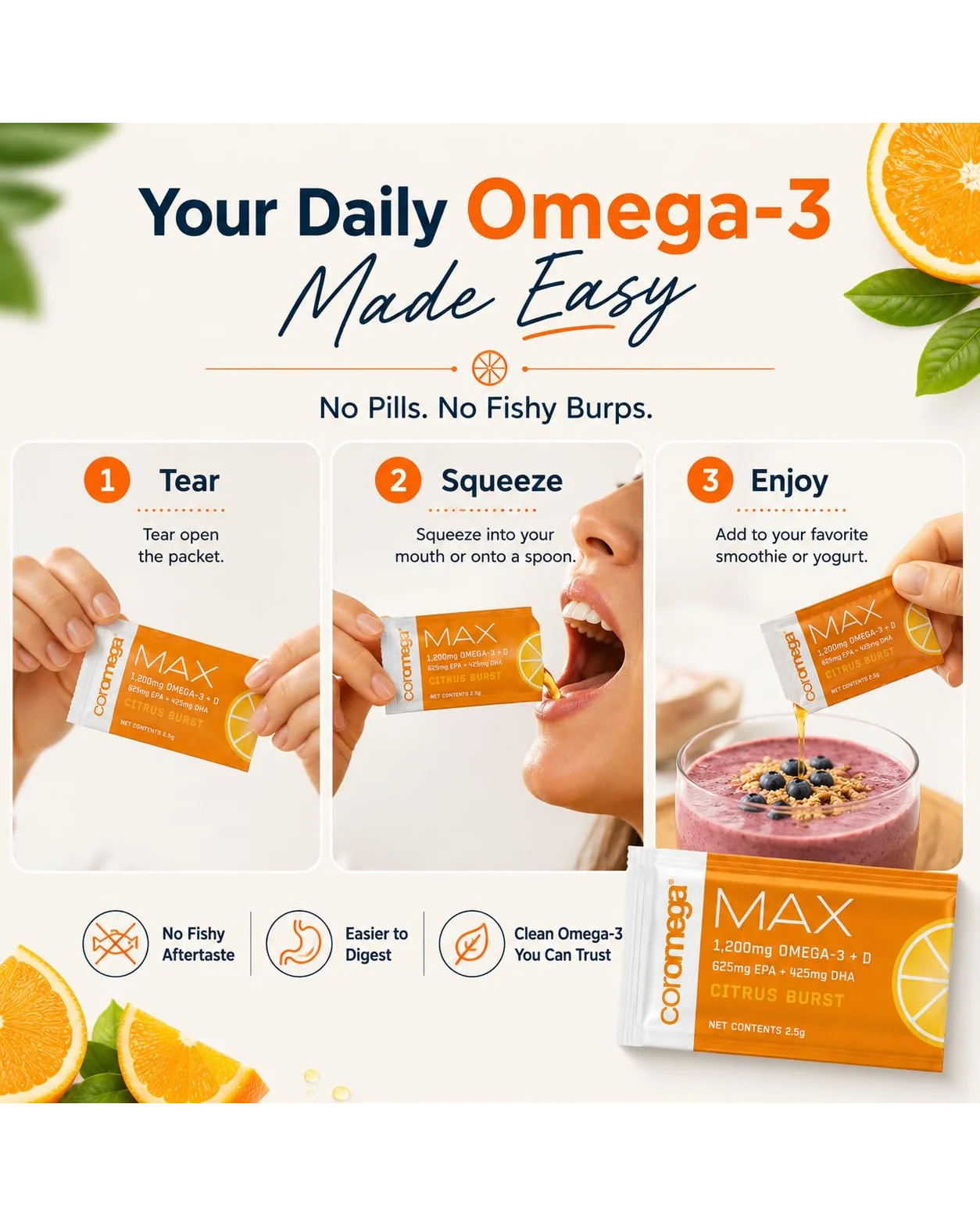 Coromega MAX 2400mg Омега-3 Рыбий жир с витамином D — 5