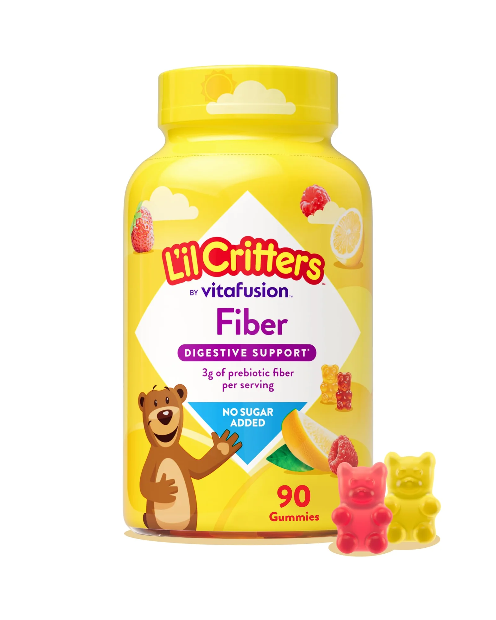 L'il Critters Kids Fiber жевательные витамины, 90 штук — желтый