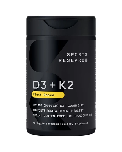 Sports Research Витамин D3 + K2 с кокосовым маслом, веганский, 60 капсул