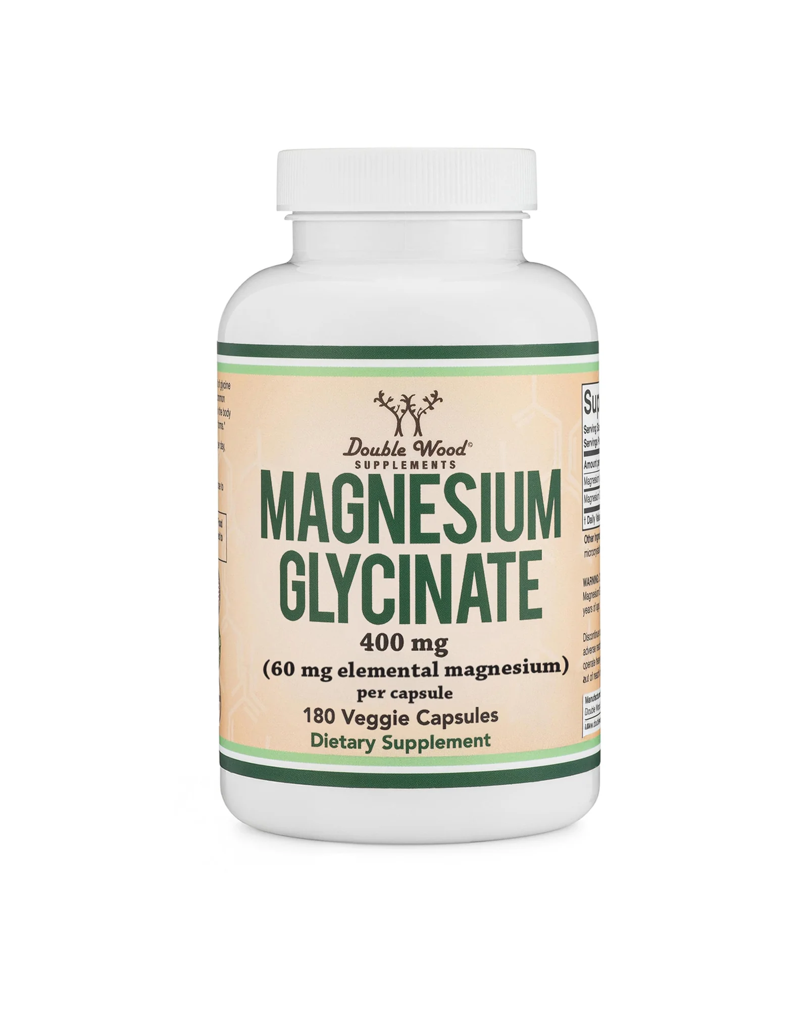 Double Wood Magnesium Glycinate 400 мг, 180 капсул — белый