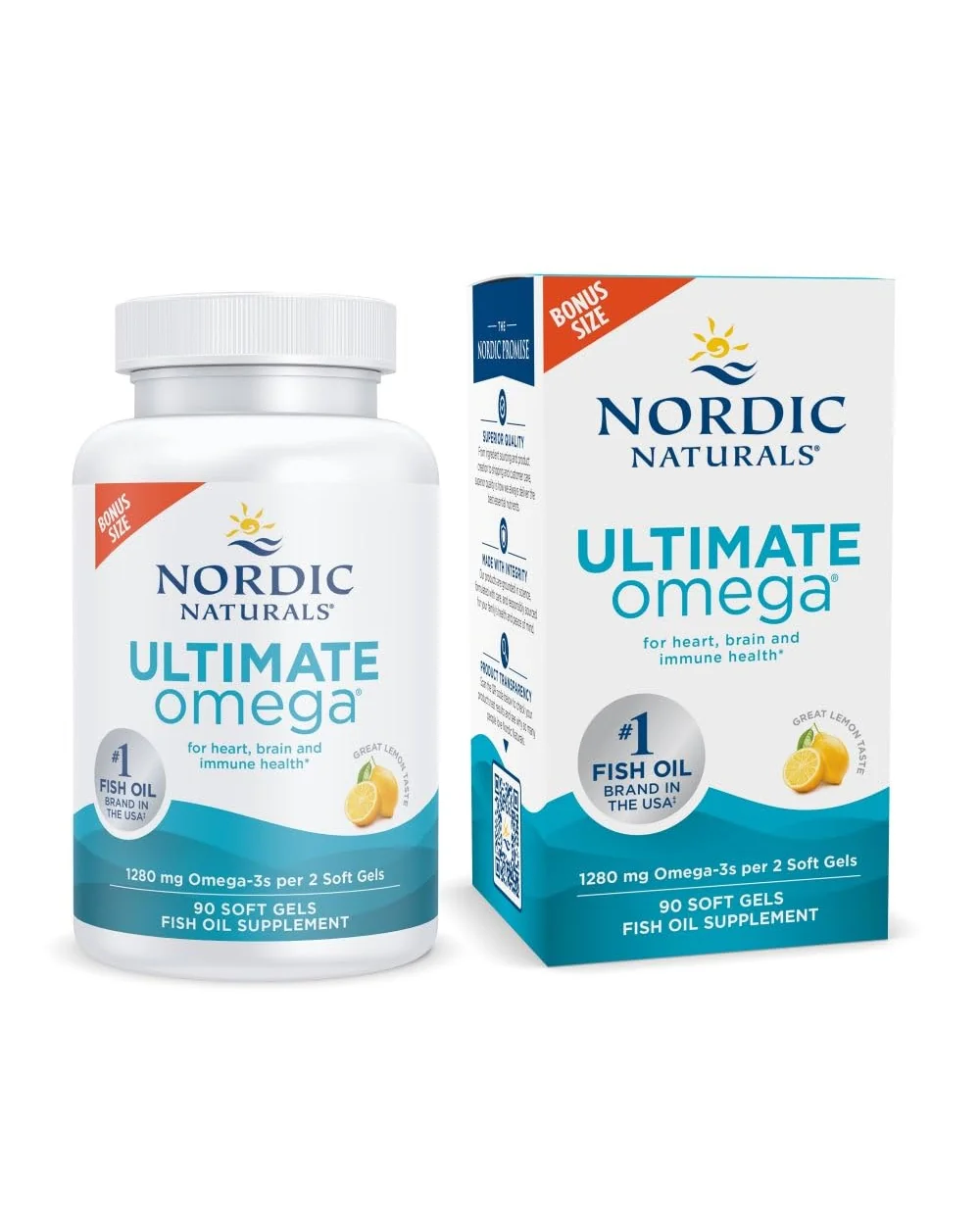 Nordic Naturals Ultimate Omega, вкус лимона, 90 капсул, 1280 мг омега-3 — 1