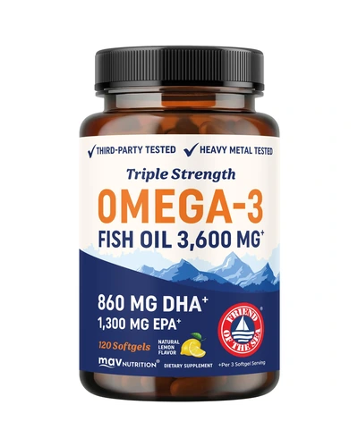 MAV Nutrition Рыбий жир Омега-3 тройной силы 3600 мг, 120 капсул