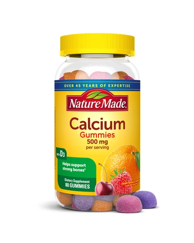 Nature Made Calcium 500 мг с витамином D3, жевательные, 80 шт — желтый