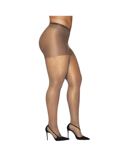 Hanes Women's Curves Control Top Sheer Toe Silky Sheer Pantyhose With Wicking Cool Comfort