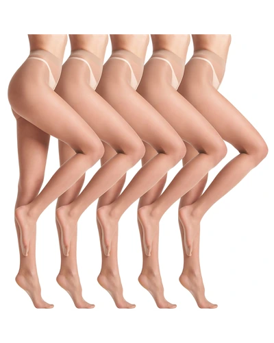 leg elegant 5 пар колготок 10D женские прозрачные — бежевый