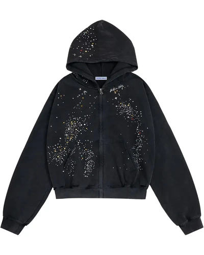 Aelfric Eden Star Rhinestone Zip Up Hoodies