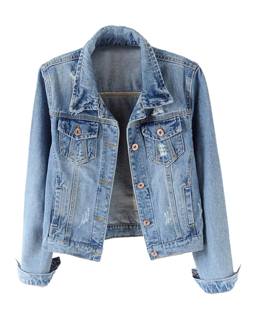 Kedera Womens Denim Jacket Distressed — 1