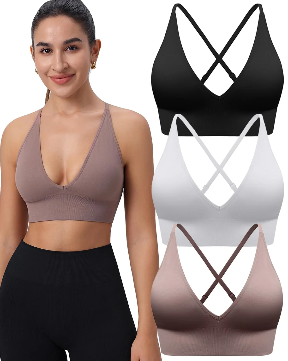 Evercute спортивный бюстгальтер с поддержкой 3/4 чашки, 3 шт — мульти