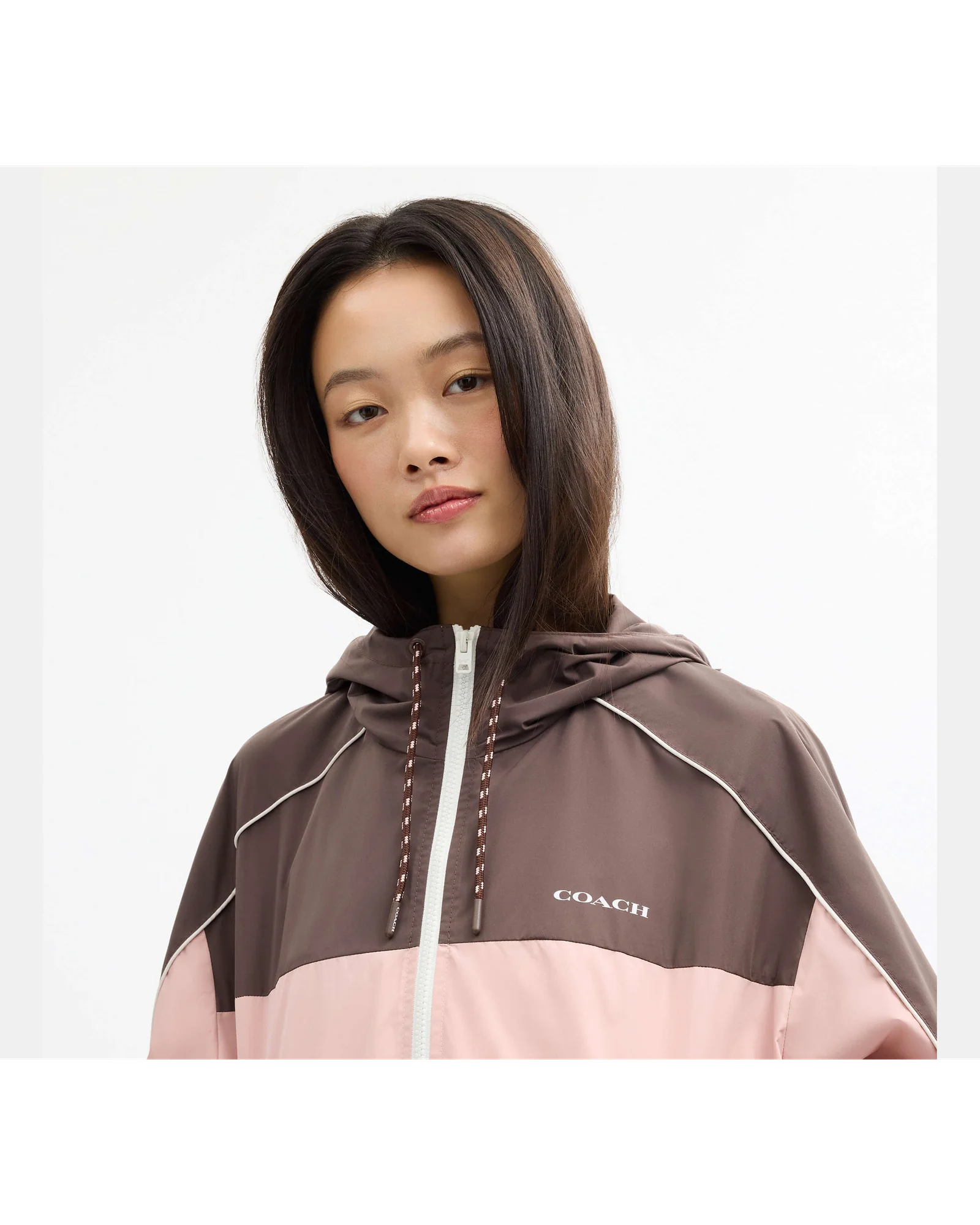 Ветровка Coach с капюшоном, каштаново-розовая — 6