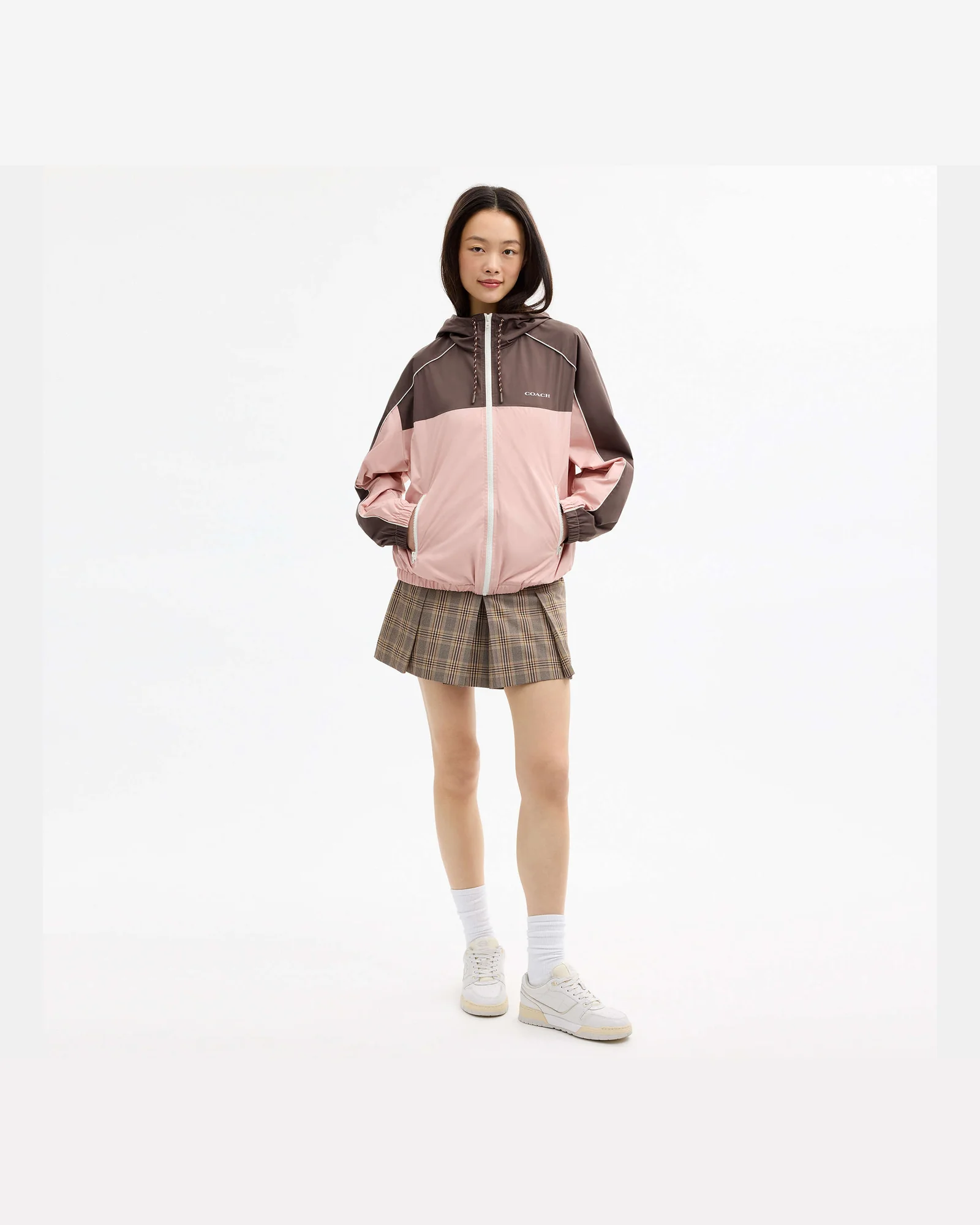 Ветровка Coach с капюшоном, каштаново-розовая — 8