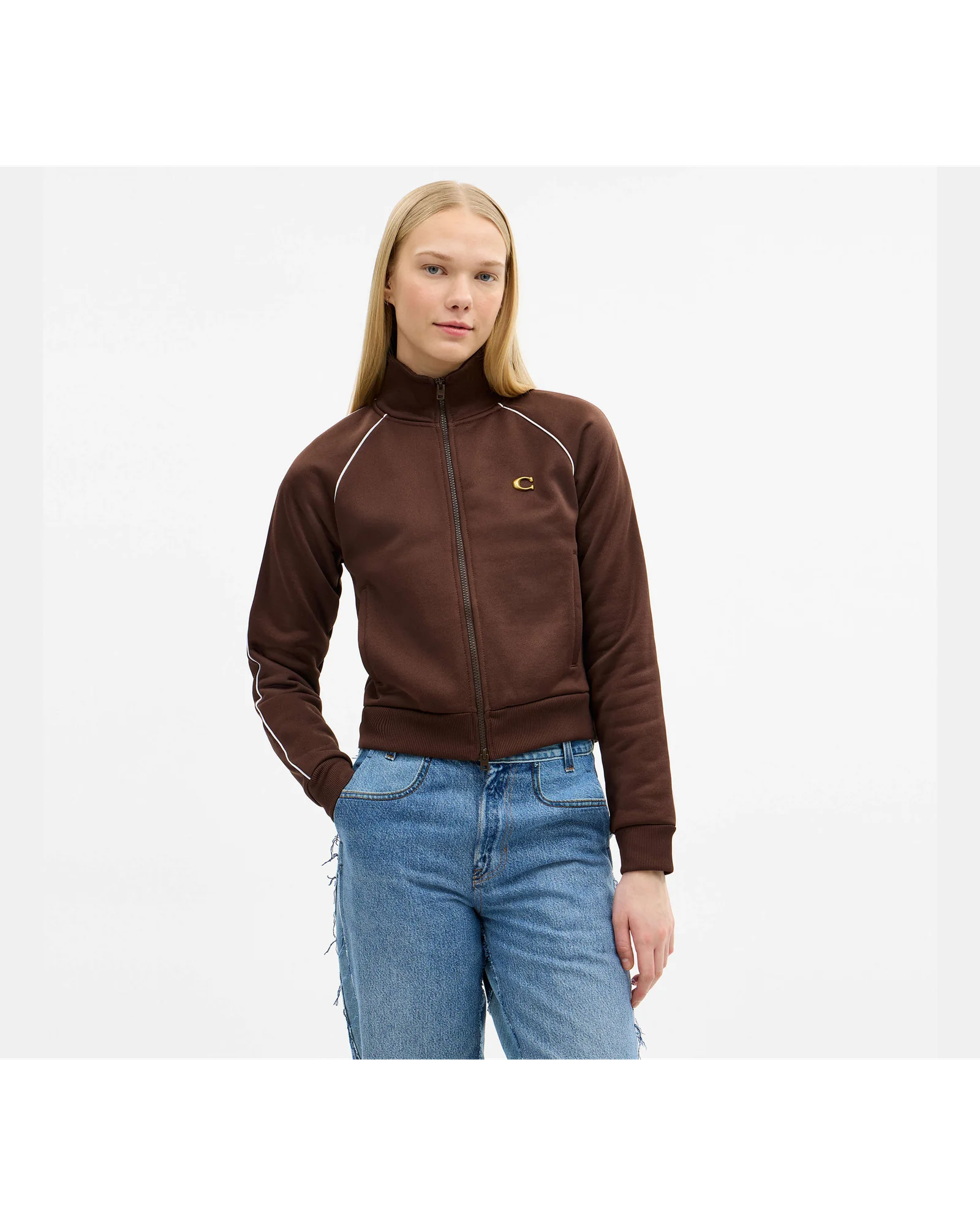 Олимпийка Coach на молнии с воротником-стойкой — 8