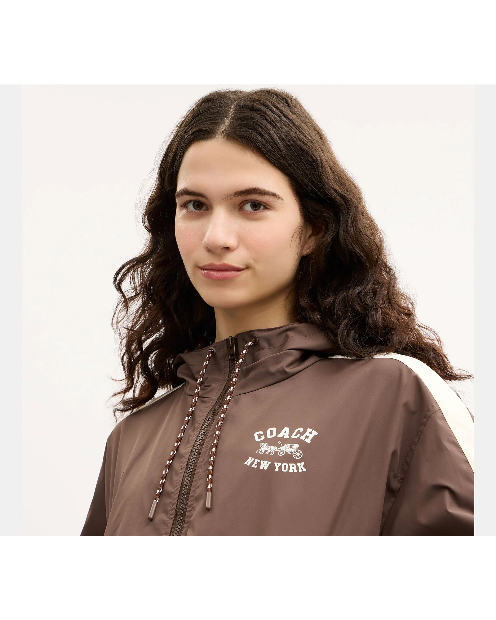 Ветровка Coach колор-блок, коричневая — 10