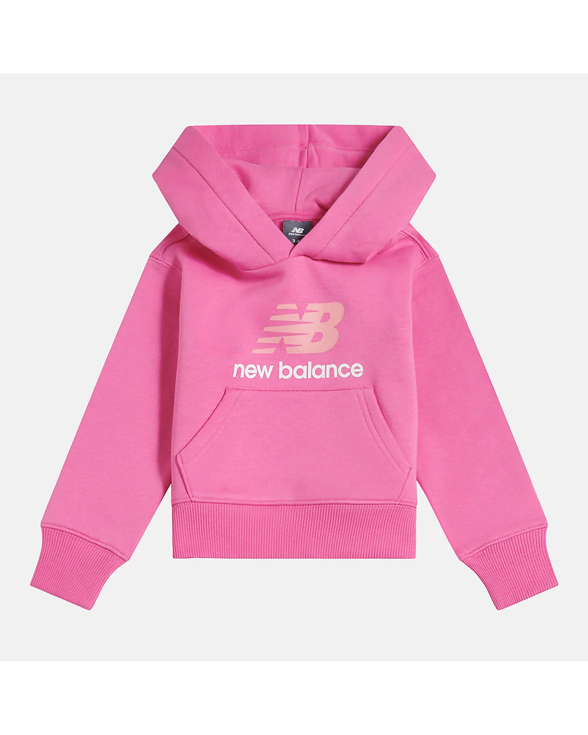 Ярко-розовое худи New Balance BB Stacked Logo Hoodie, фронтальный вид.