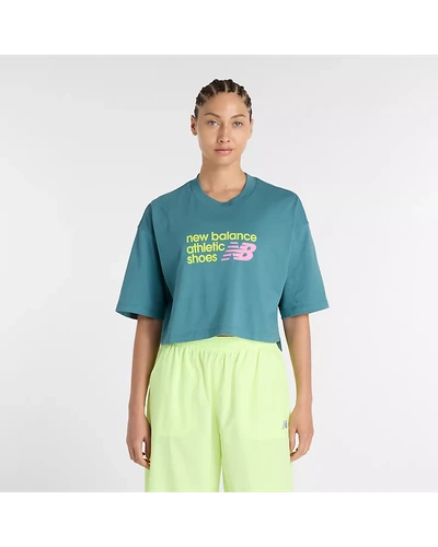 Укороченная футболка New Balance Athletics с логотипом