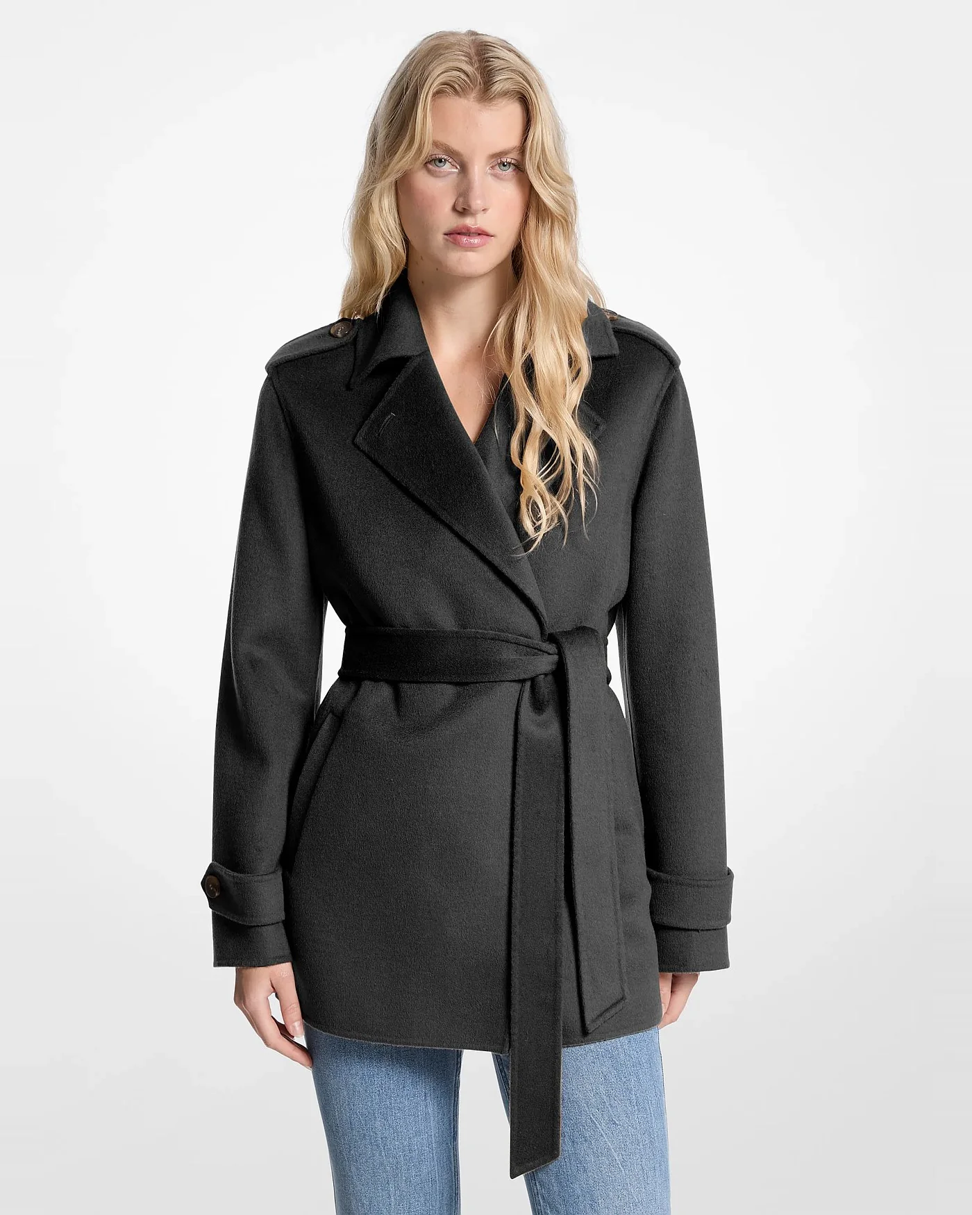 Пальто Michael Kors из шерсти с поясом и запахом — 1