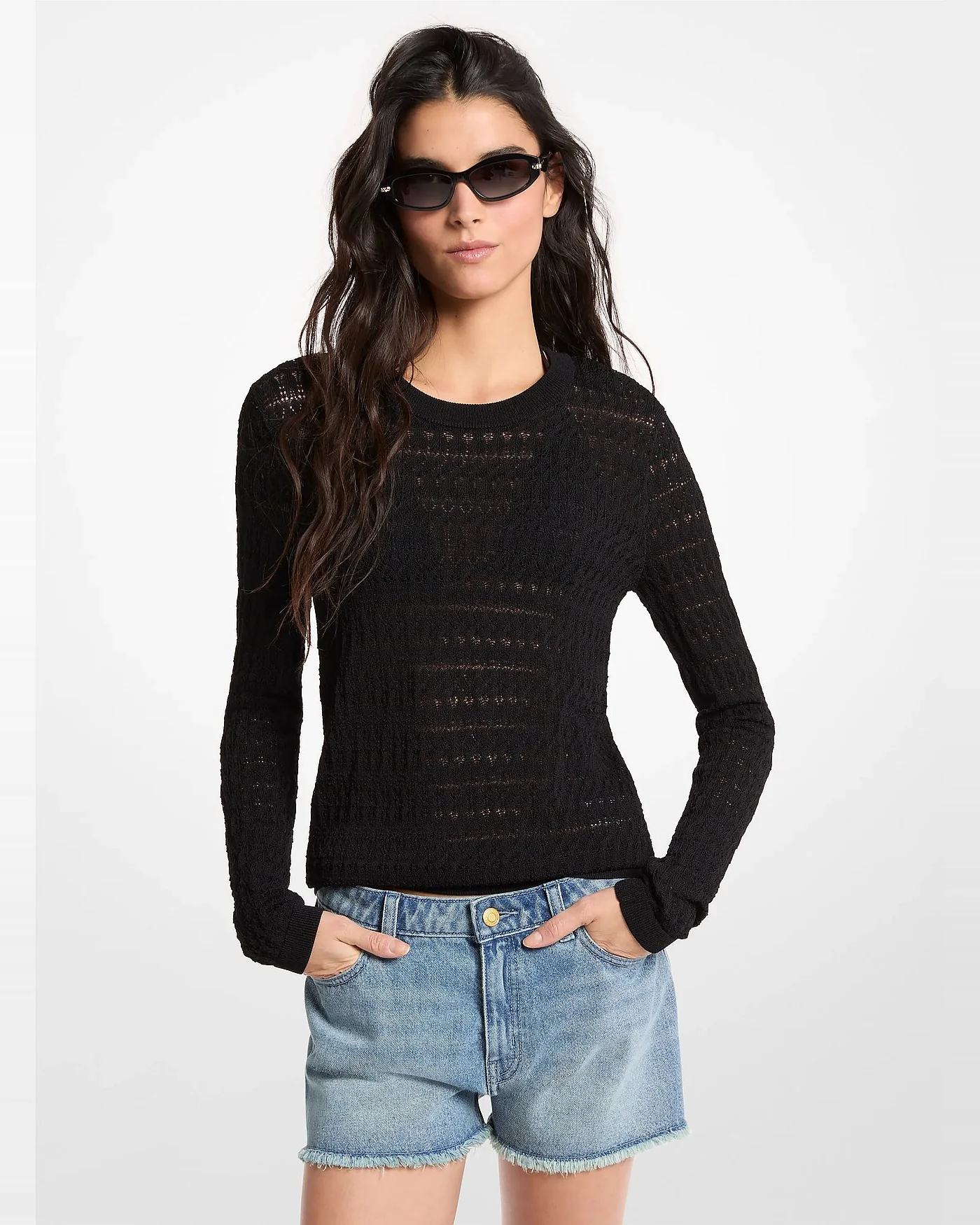 Ажурный джемпер Michael Kors из эластичного трикотажа — 1